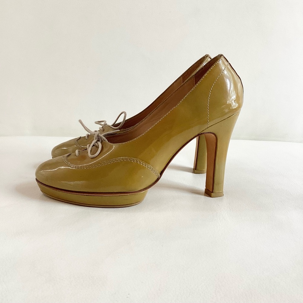 Repetto Patent Khaki Green Leather Pumps SZ 6/37